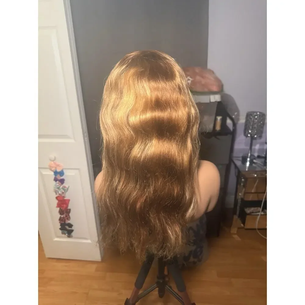 Human Hair 4x4 Lace Closure Wig – Brown with Blonde Highlights